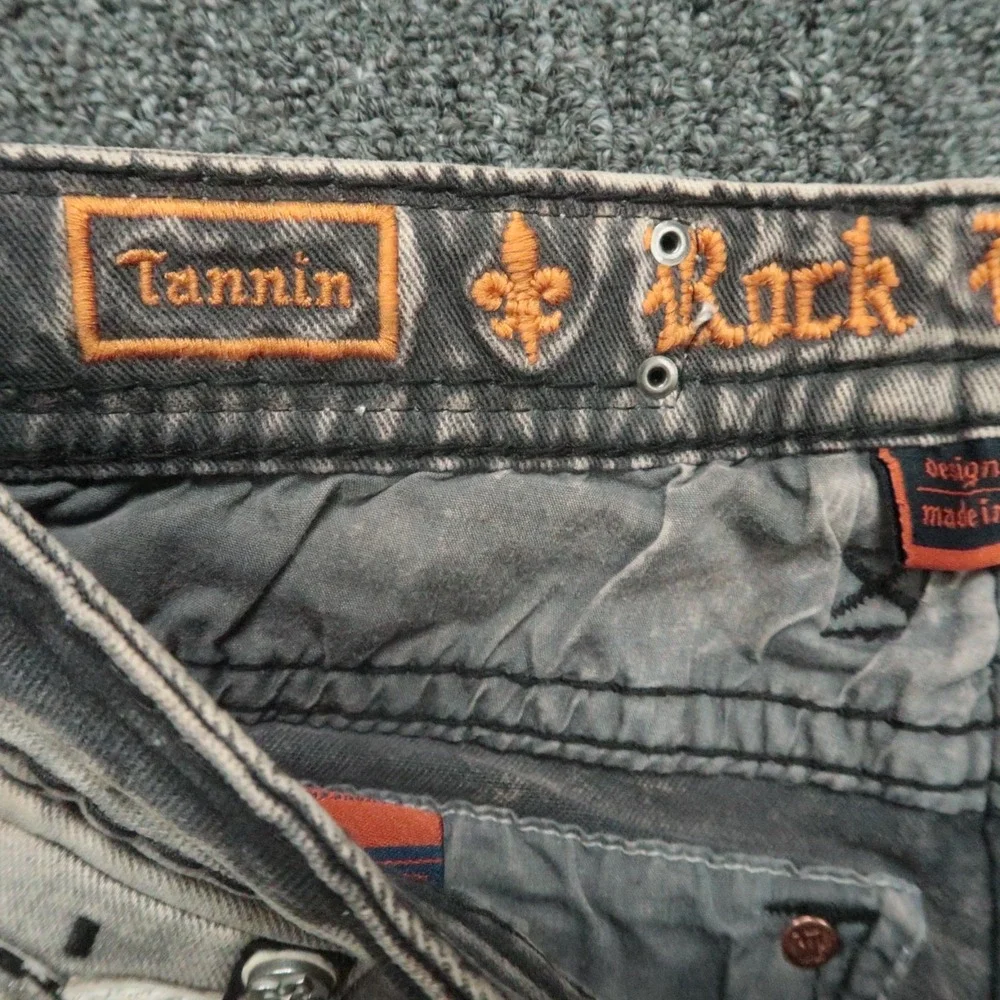 Rock Revival‎ Jeans Womens 26 Gray Brown Tannin Taper Embroidered 28x29